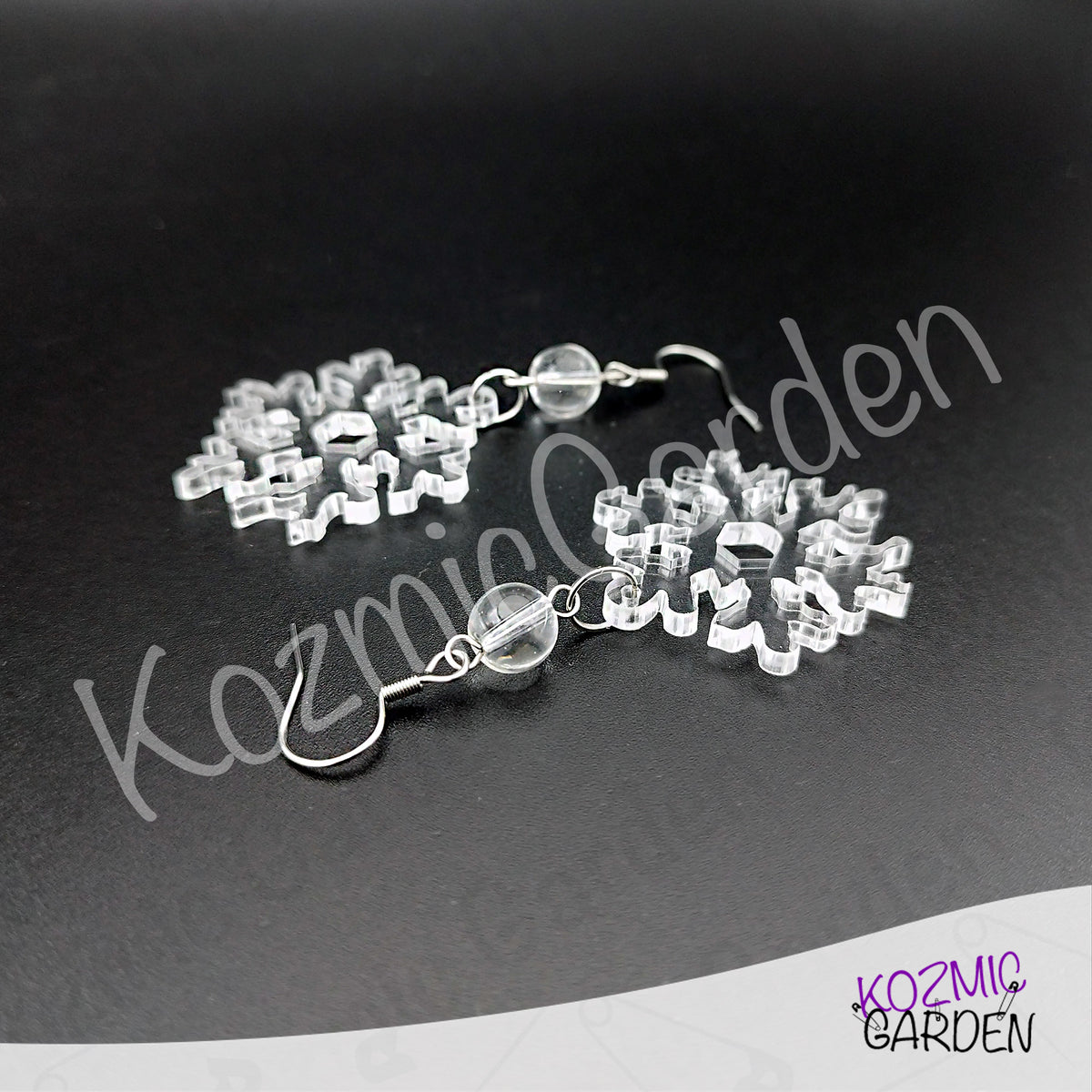 Melting Snowflake Earrings — Transparent & Iridescent Winter Acrylic Earrings
