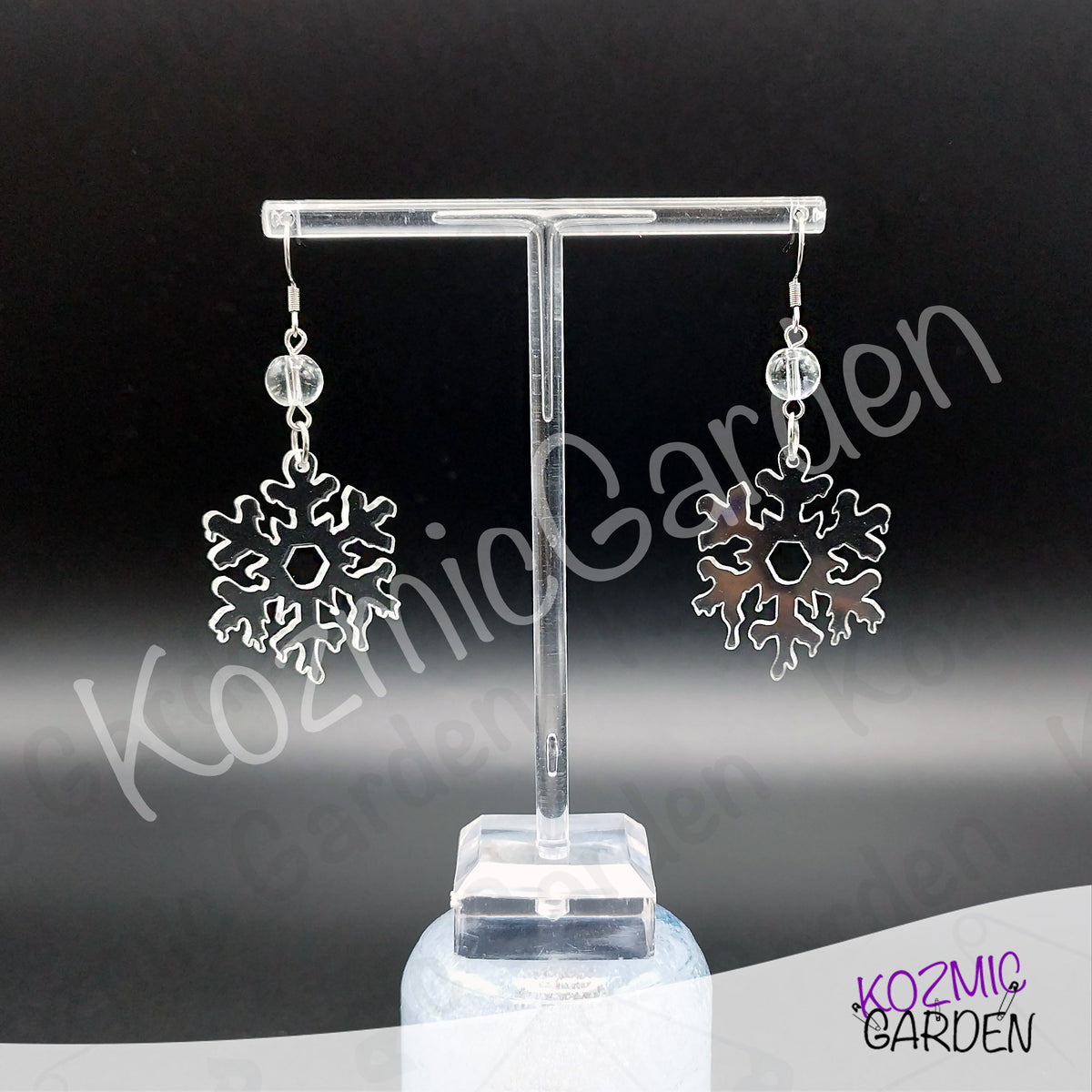 Melting Snowflake Earrings — Transparent & Iridescent Winter Acrylic Earrings