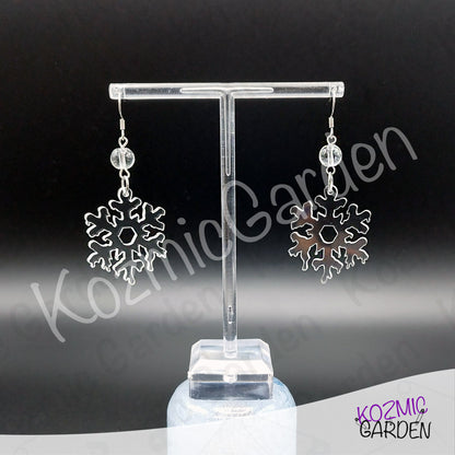 Melting Snowflake Earrings — Transparent & Iridescent Winter Acrylic Earrings