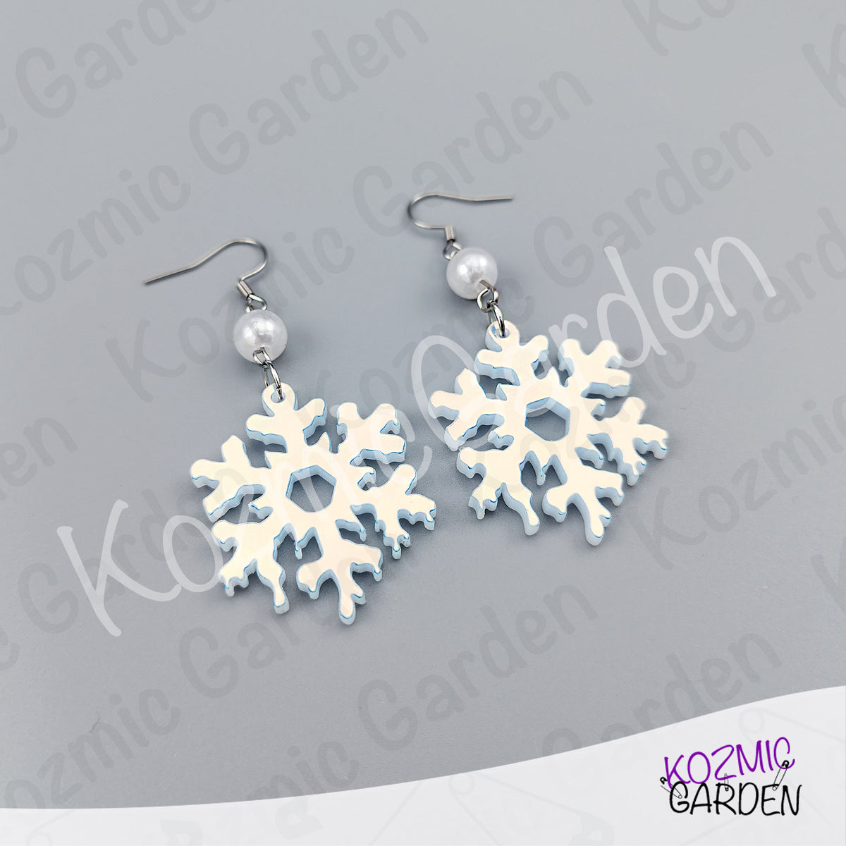 Melting Snowflake Earrings — Transparent & Iridescent Winter Acrylic Earrings