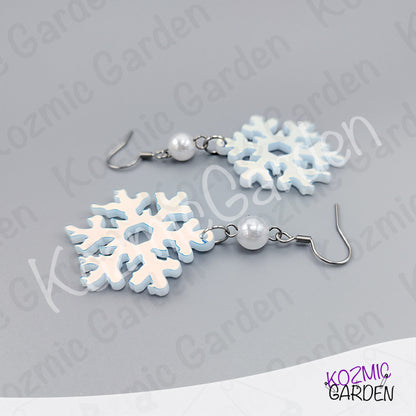 Melting Snowflake Earrings — Transparent & Iridescent Winter Acrylic Earrings