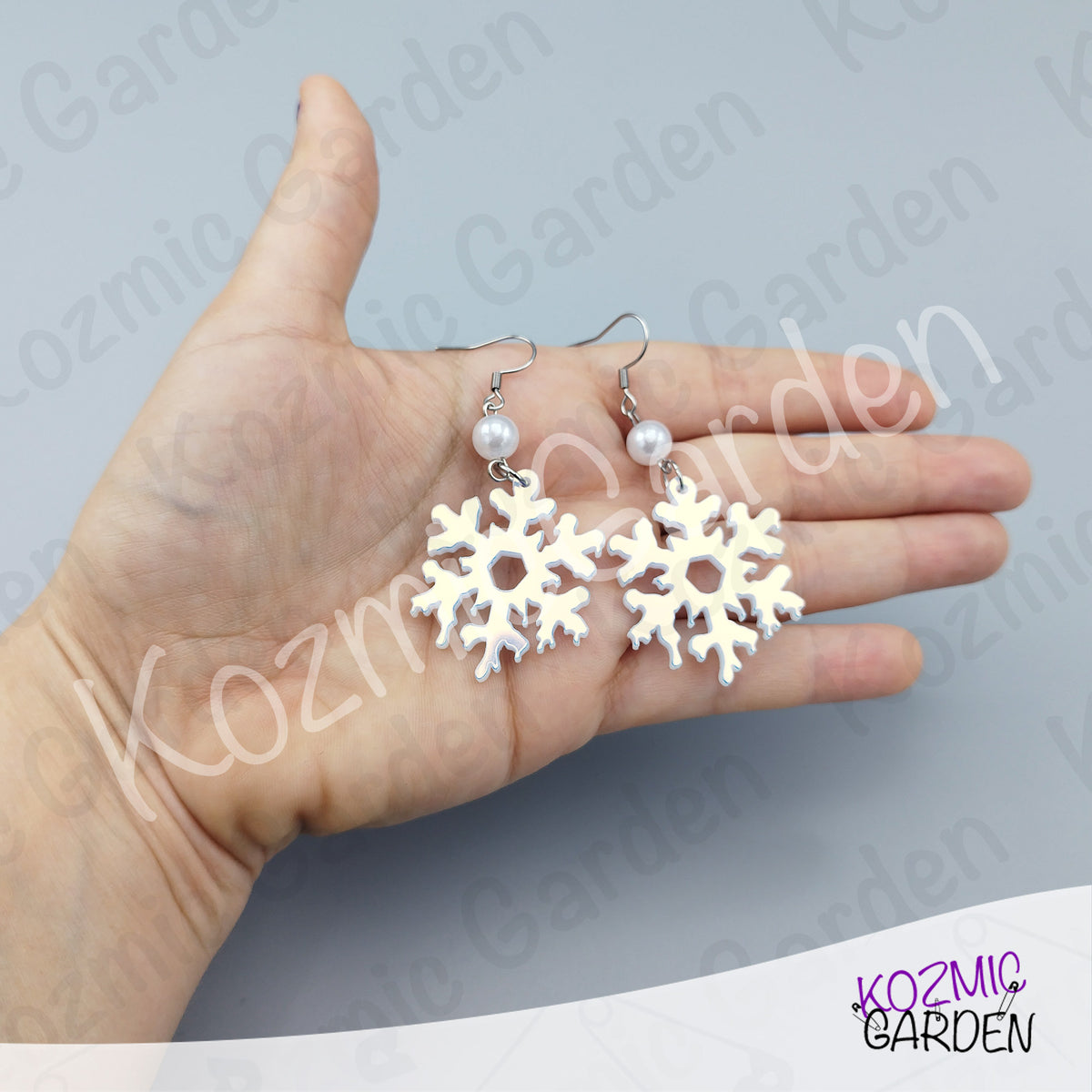 Melting Snowflake Earrings — Transparent & Iridescent Winter Acrylic Earrings