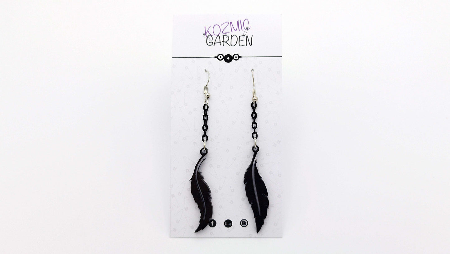 Mismatched Raven Feather Earrings_02