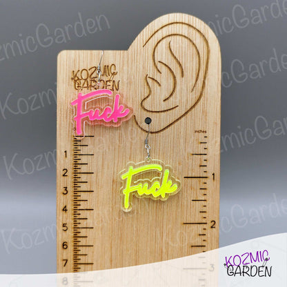 Neon 'FUCK' Earrings –  Light up your look with bold neon vibes!