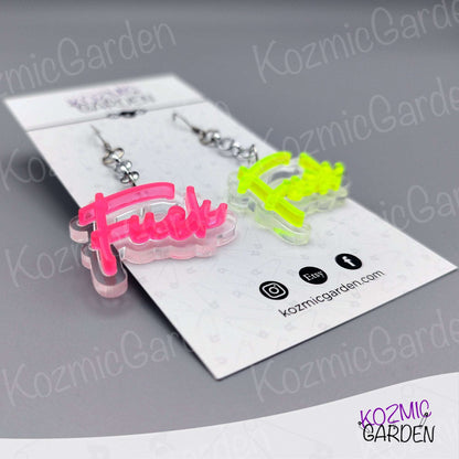 Neon 'FUCK' Earrings –  Light up your look with bold neon vibes!