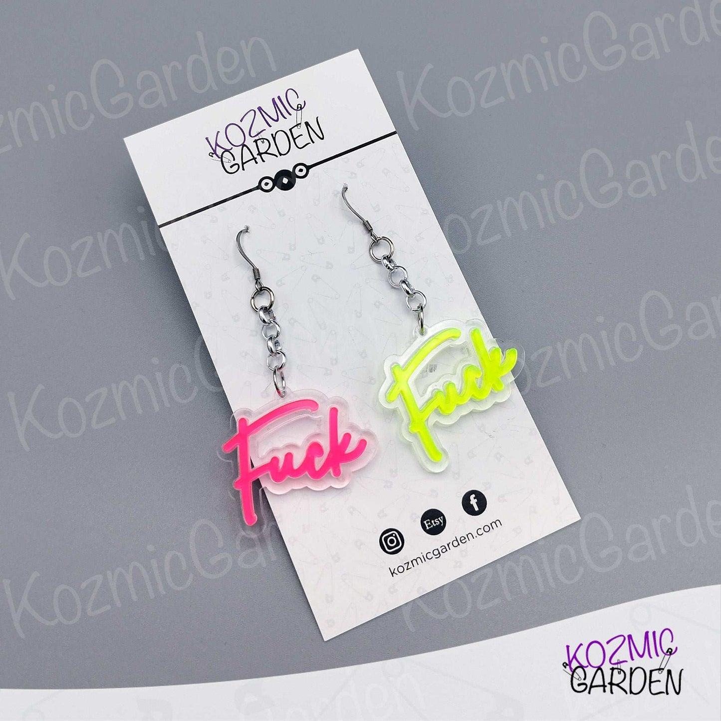 Neon 'FUCK' Earrings –  Light up your look with bold neon vibes!