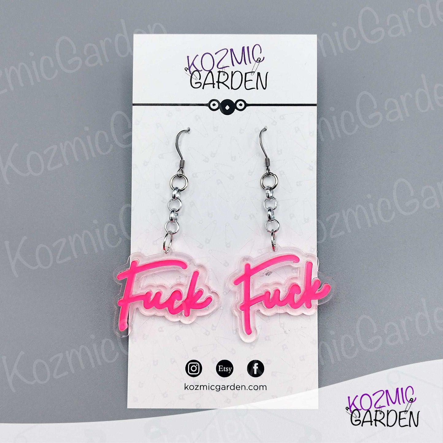 Neon 'FUCK' Earrings –  Light up your look with bold neon vibes!