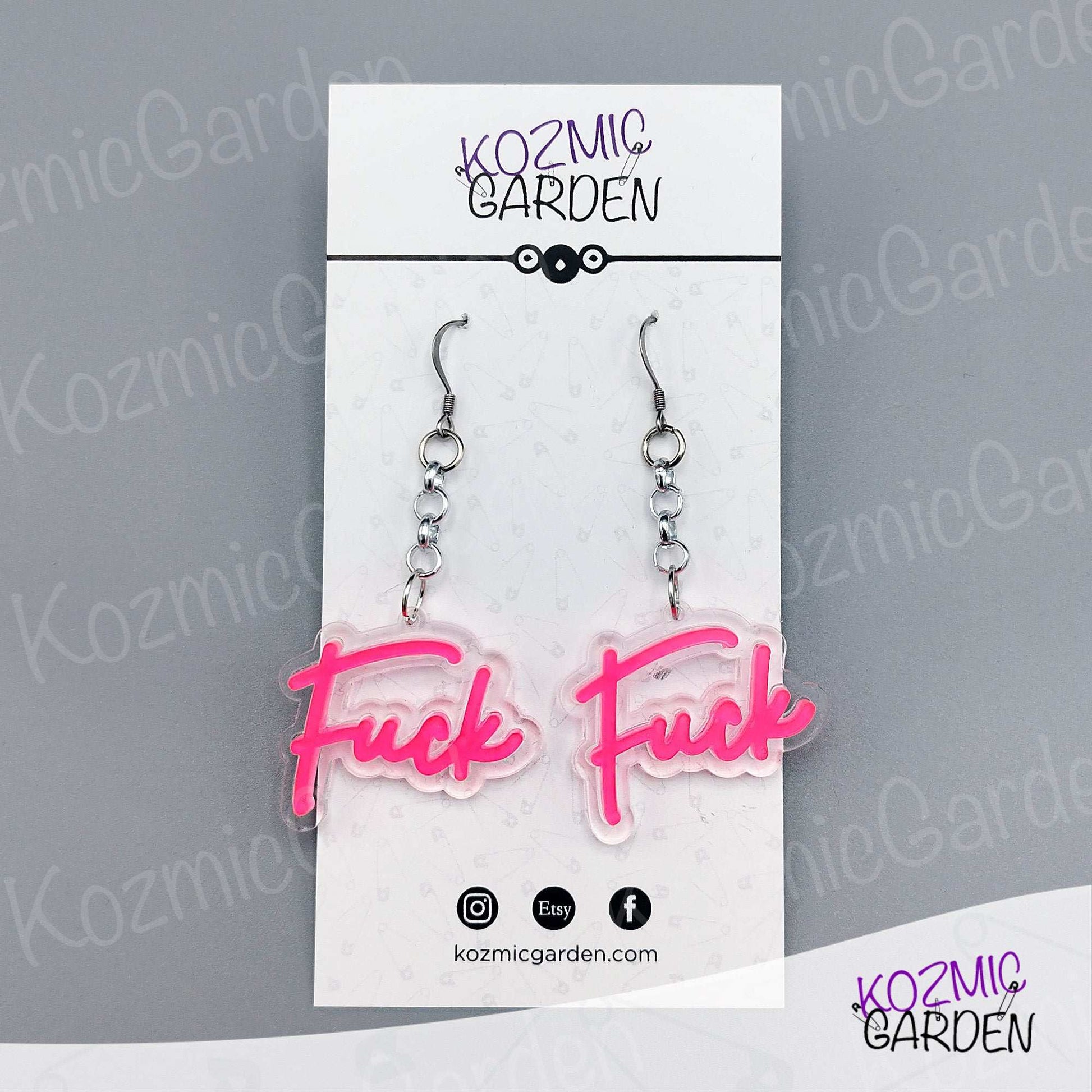 Neon 'FUCK' Earrings –  Light up your look with bold neon vibes!