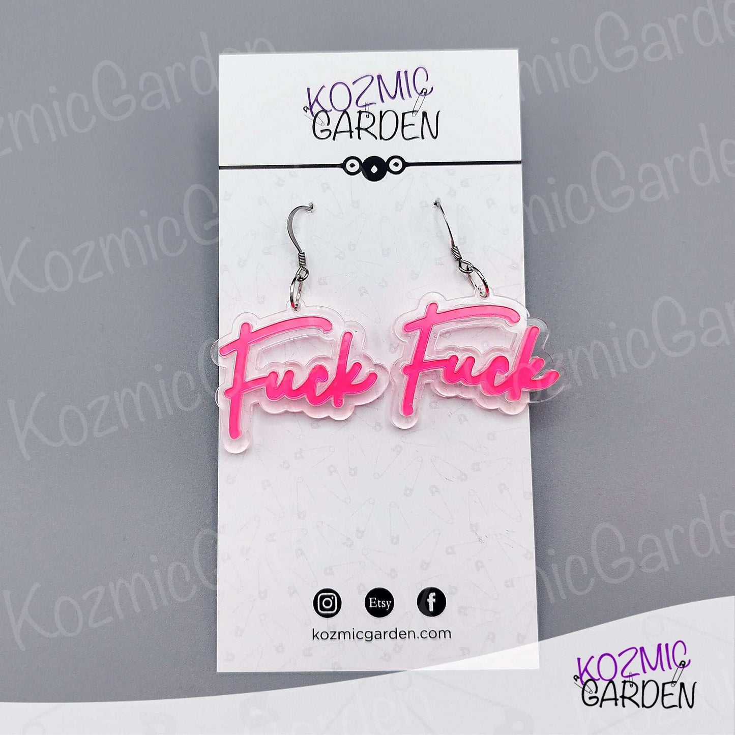 Neon 'FUCK' Earrings –  Light up your look with bold neon vibes!