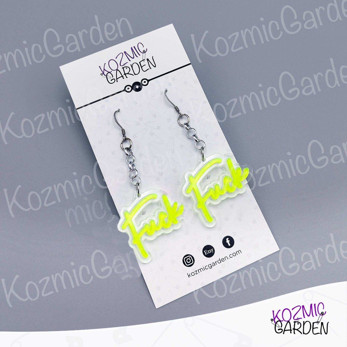 Neon 'FUCK' Earrings –  Light up your look with bold neon vibes!