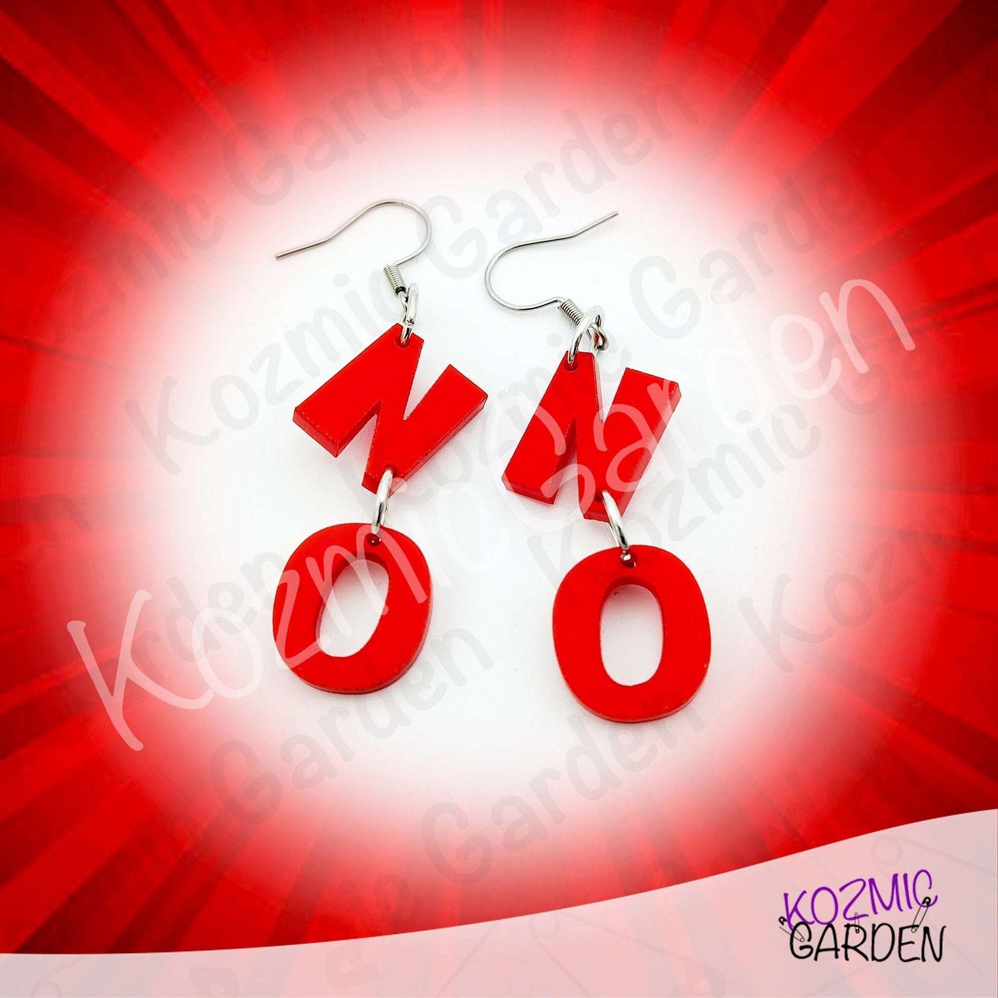 Red Word "NO" Earrings | Protest & Activist Jewelry