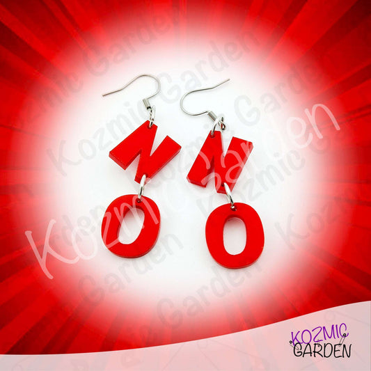 Red Word "NO" Earrings | Protest & Activist Jewelry