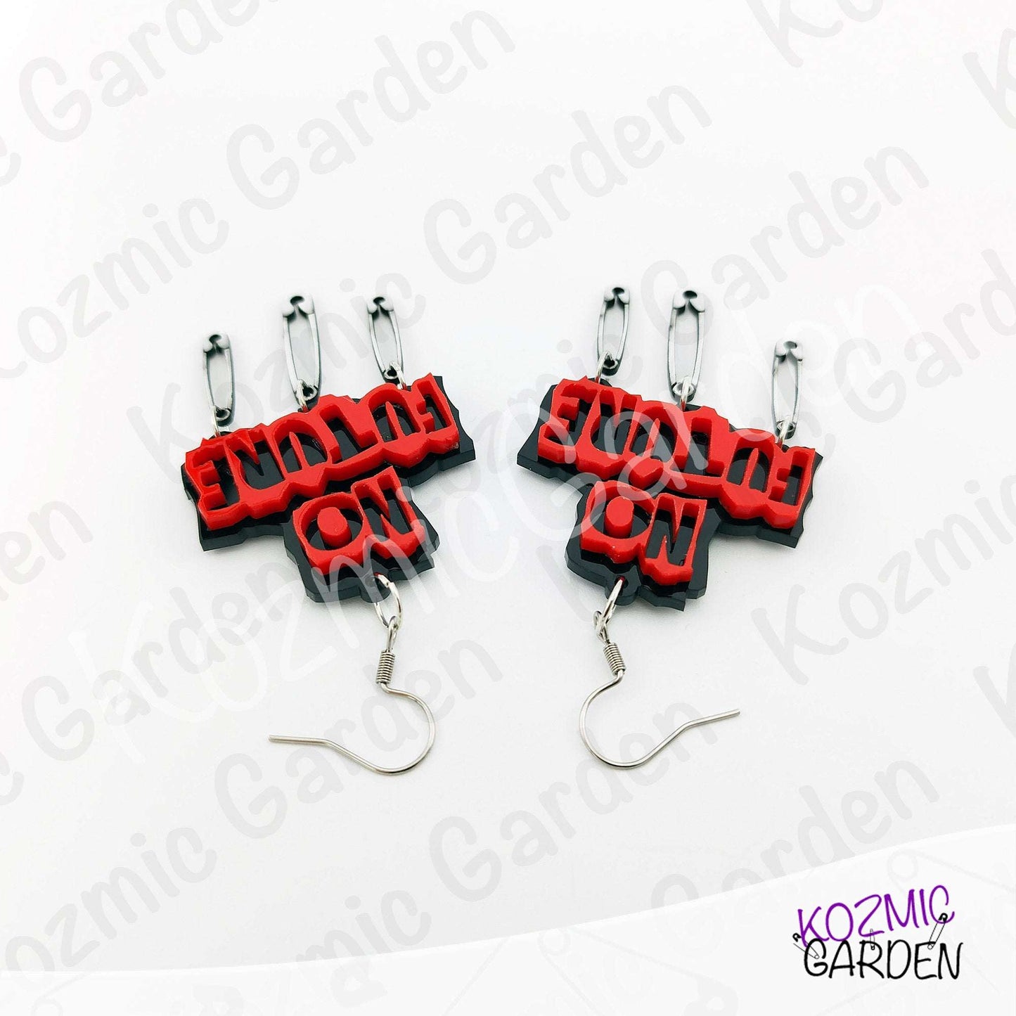 No Future Punk Earrings — Red Black Safety Pin Earrings 70s Punk Revolution