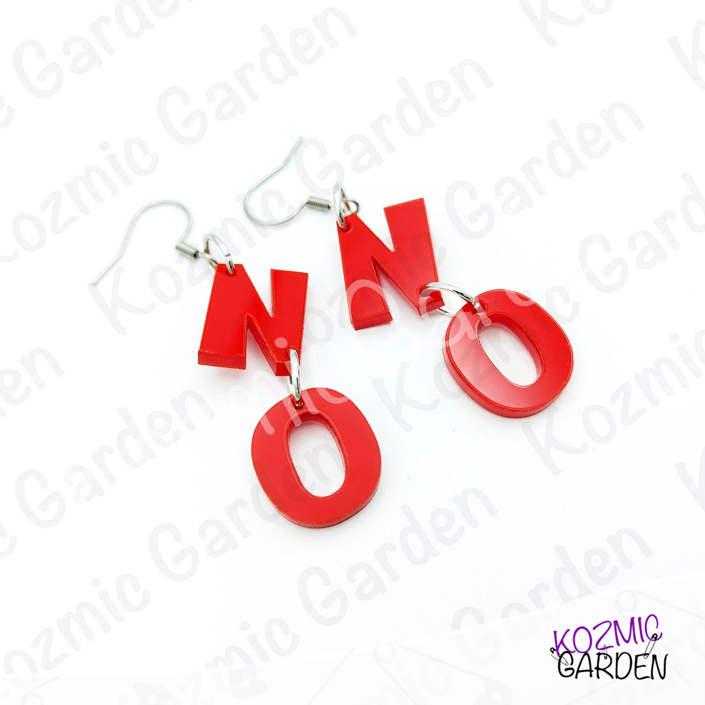Red Word "NO" Earrings | Protest & Activist Jewelry