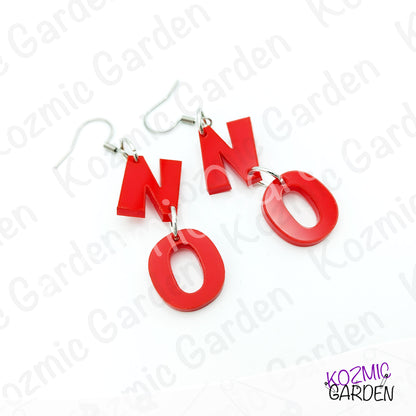 Red Word "NO" Earrings | Protest & Activist Jewelry