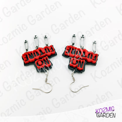 No Future Punk Earrings — Red Black Safety Pin Earrings 70s Punk Revolution