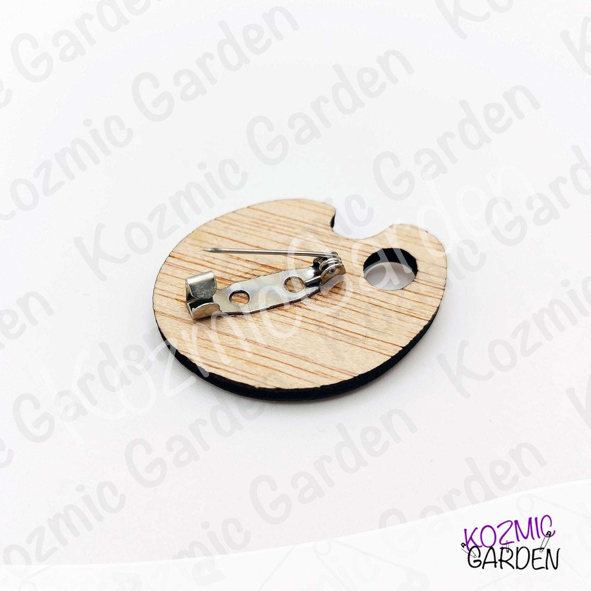 Wooden Painter's Palette Brooch Pin | Artist Jewelry