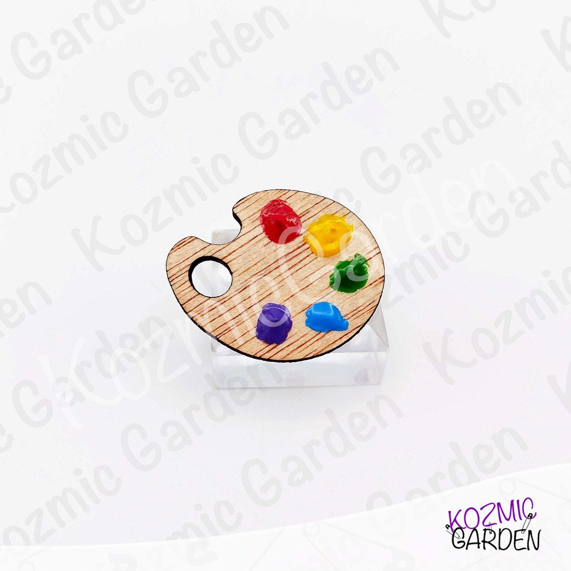 Wooden Painter's Palette Brooch Pin | Artist Jewelry