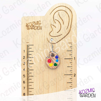 Wooden Painter's Palette Earrings | Hand-Painted Colors