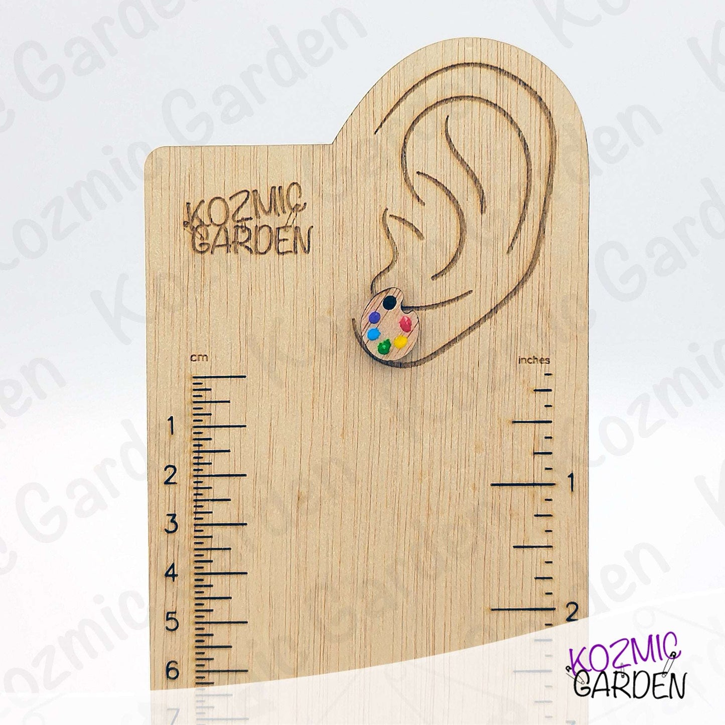 Wooden Painter's Palette Stud Earrings | Tiny Artist Jewelry