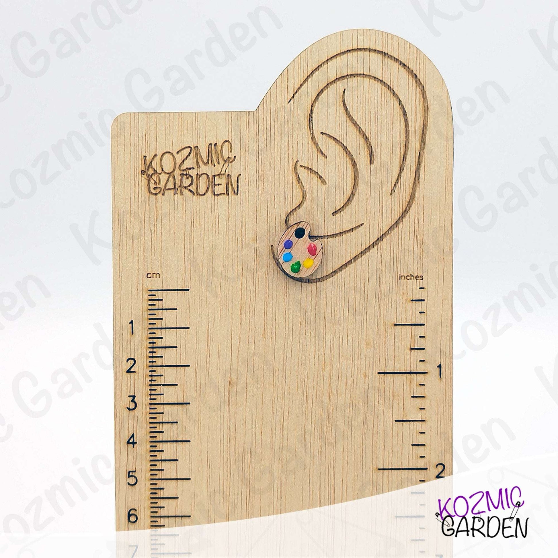 Wooden Painter's Palette Stud Earrings | Tiny Artist Jewelry