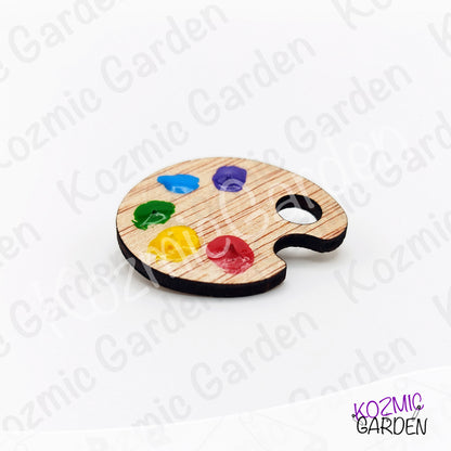 Wooden Painter's Palette Brooch Pin | Artist Jewelry