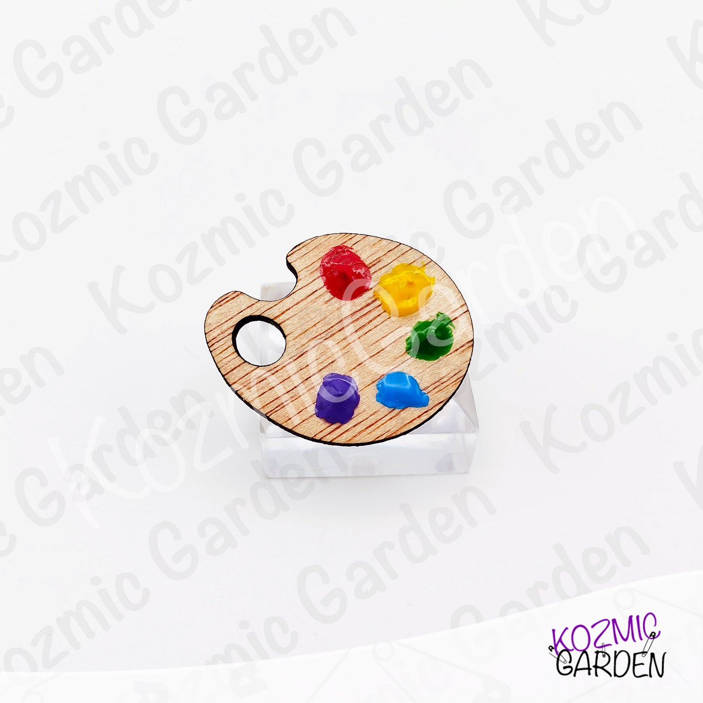 Wooden Painter's Palette Brooch Pin | Artist Jewelry