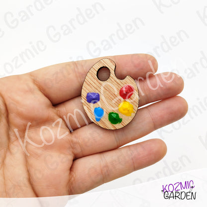 Wooden Painter's Palette Brooch Pin | Artist Jewelry
