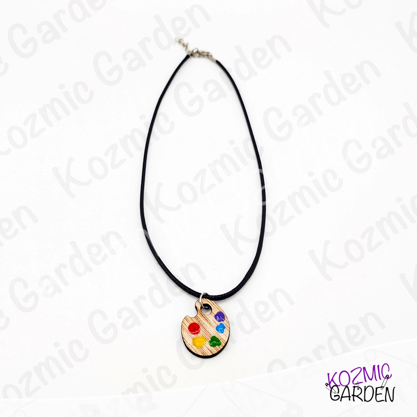 Wooden Painter's Palette Pendant Necklace | Art Jewelry