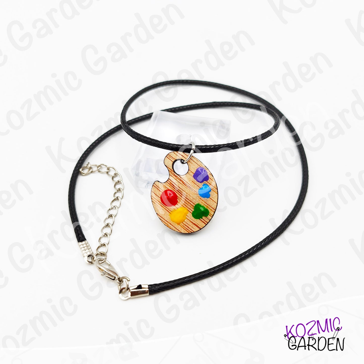 Wooden Painter's Palette Pendant Necklace | Art Jewelry