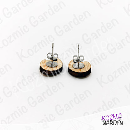 Wooden Painter's Palette Stud Earrings | Tiny Artist Jewelry
