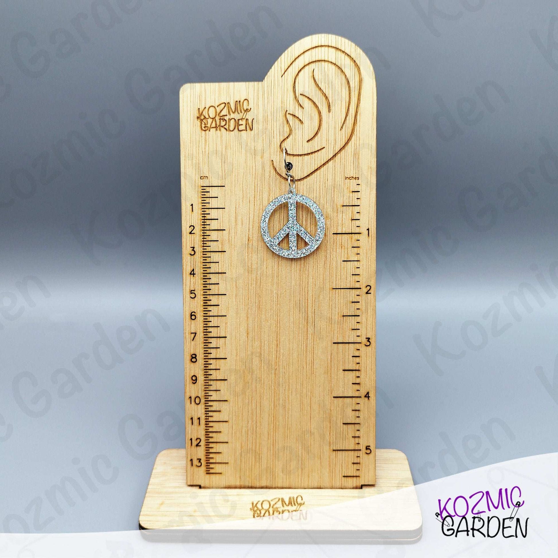 Silver Glitter Peace Symbol Earrings - Peace, love, and a little glitter!