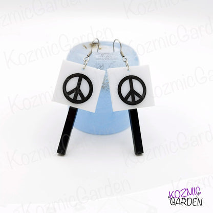 Peace Symbol Protester Banner Earrings - Carry the message of peace with style!