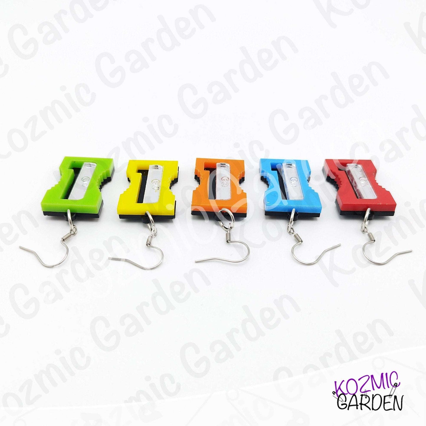 Funny Laser Cut Pencil Sharpener Dangle Earrings | Quirky Teacher Gift, Stationery Jewelry