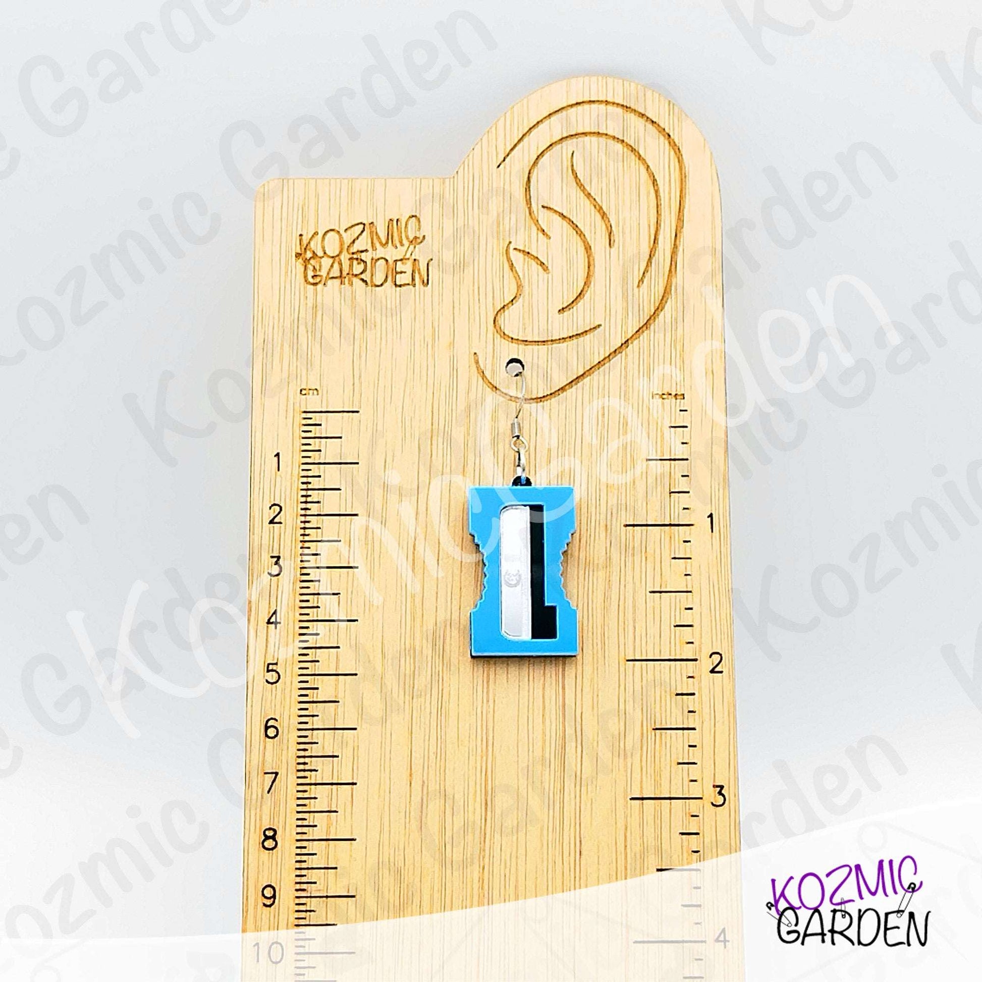 Funny Laser Cut Pencil Sharpener Dangle Earrings | Quirky Teacher Gift, Stationery Jewelry