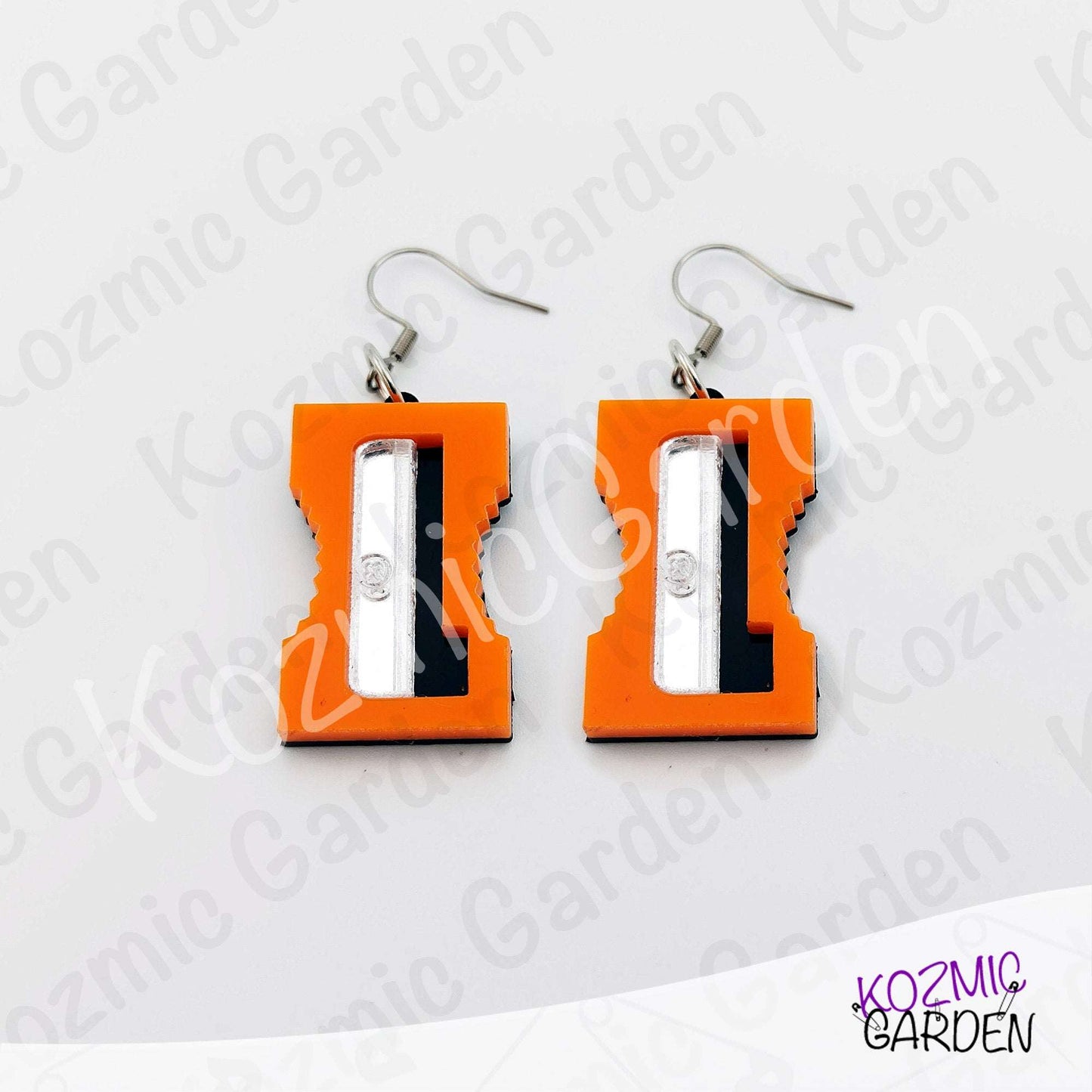 Funny Laser Cut Pencil Sharpener Dangle Earrings | Quirky Teacher Gift, Stationery Jewelry