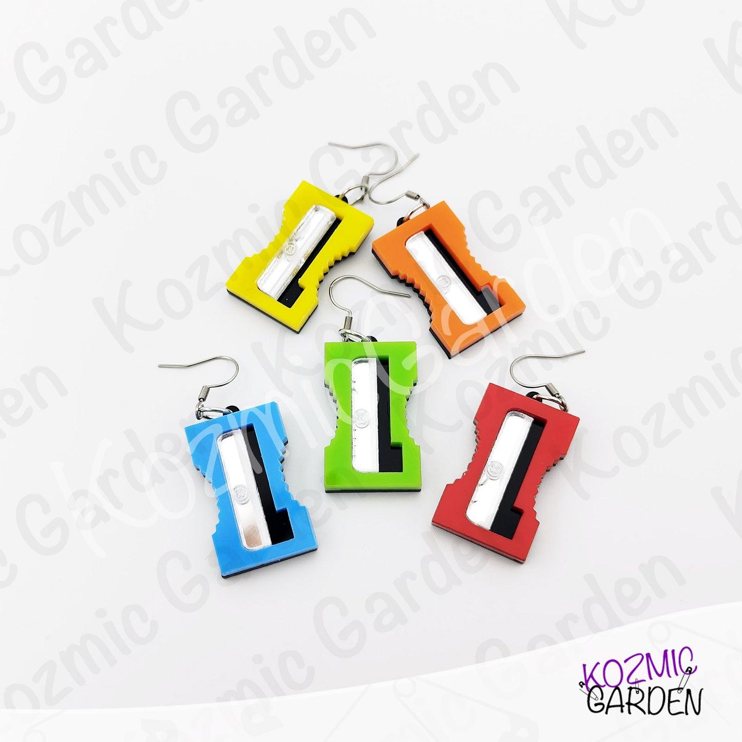 Funny Laser Cut Pencil Sharpener Dangle Earrings | Quirky Teacher Gift, Stationery Jewelry