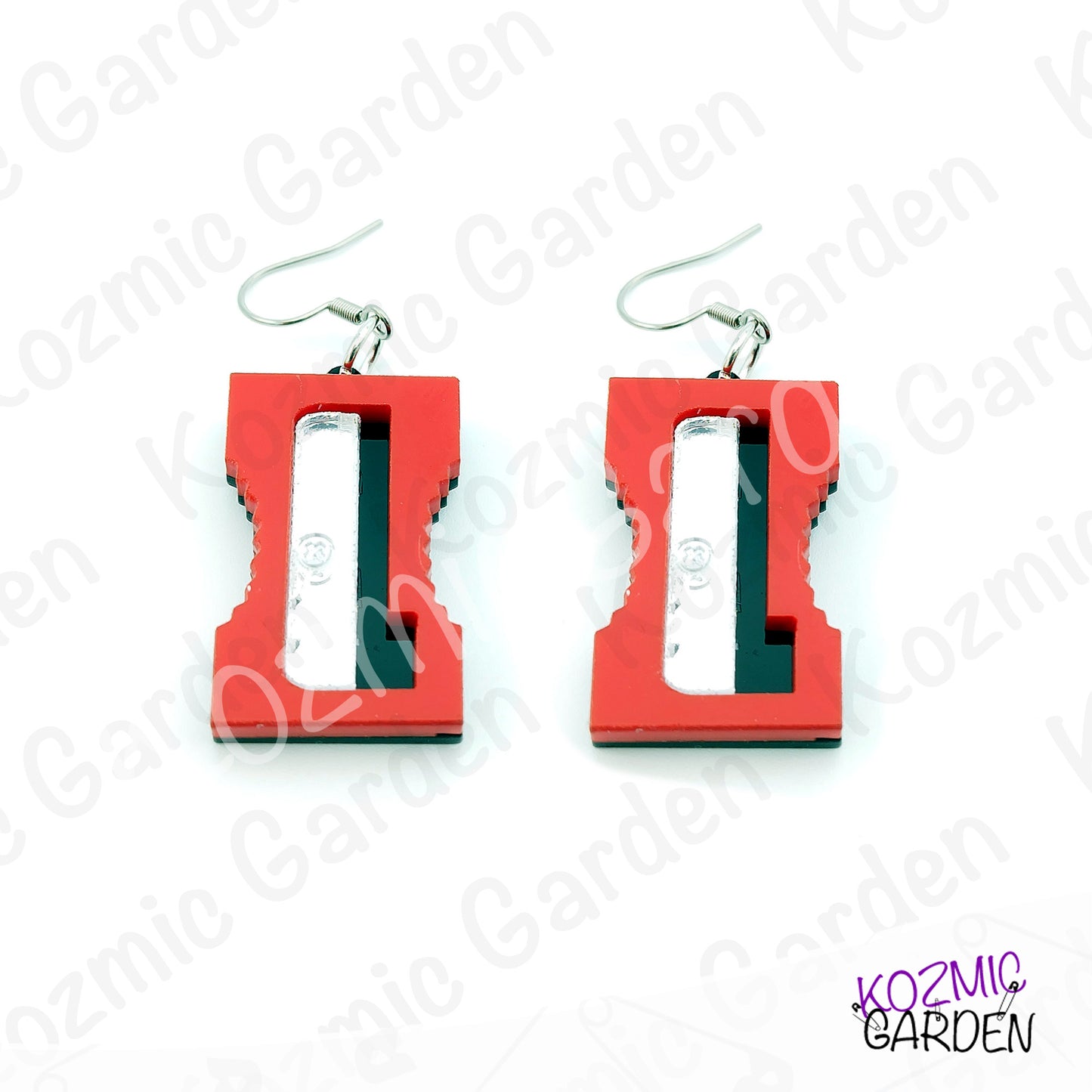 Funny Laser Cut Pencil Sharpener Dangle Earrings | Quirky Teacher Gift, Stationery Jewelry