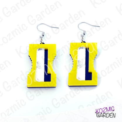 Funny Laser Cut Pencil Sharpener Dangle Earrings | Quirky Teacher Gift, Stationery Jewelry