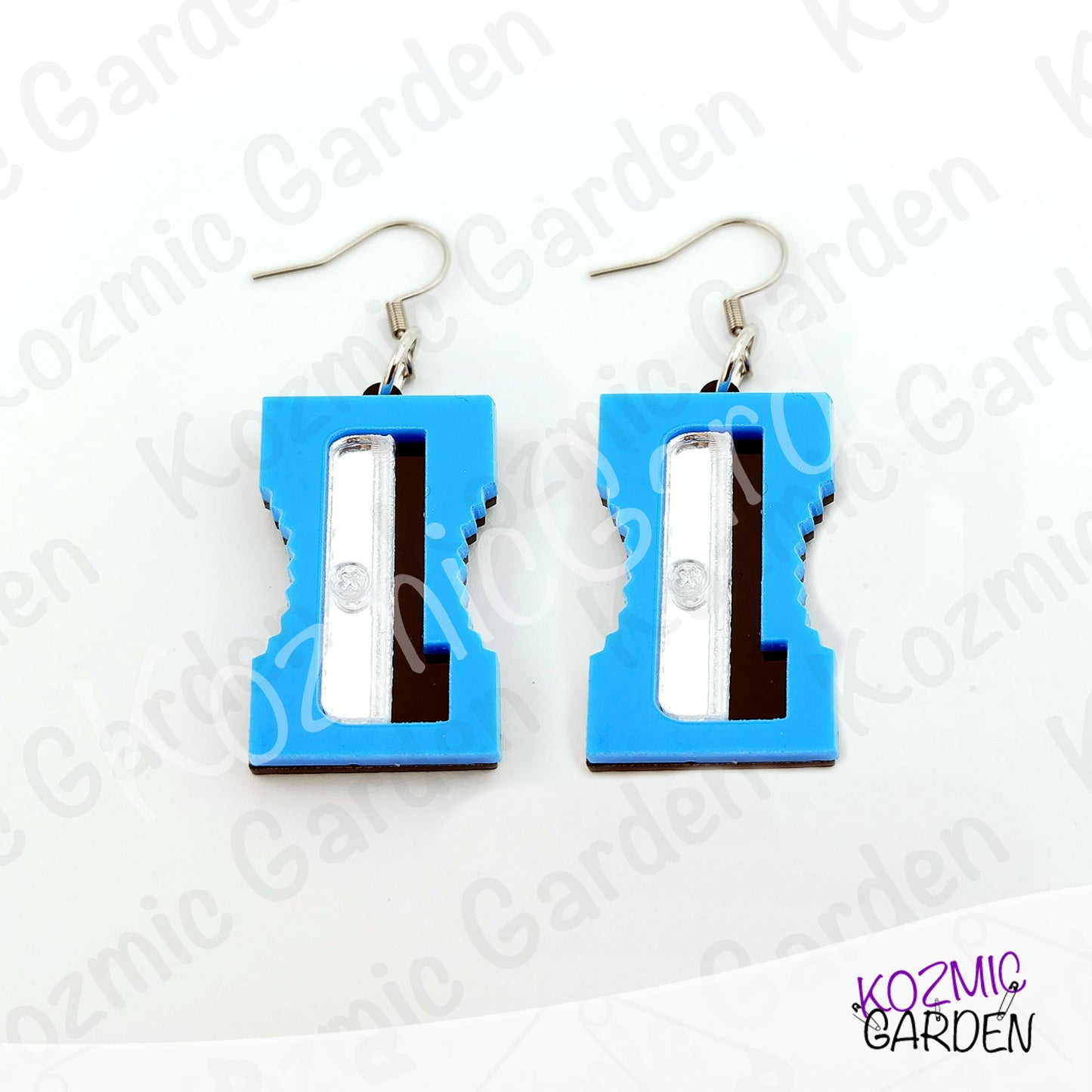 Funny Laser Cut Pencil Sharpener Dangle Earrings | Quirky Teacher Gift, Stationery Jewelry