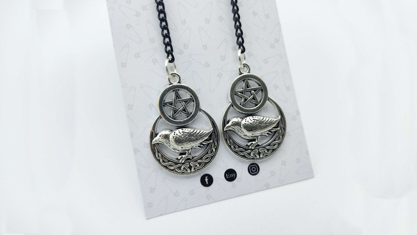 PENTAGRAM RAVEN EARRINGS - Kozmic Garden