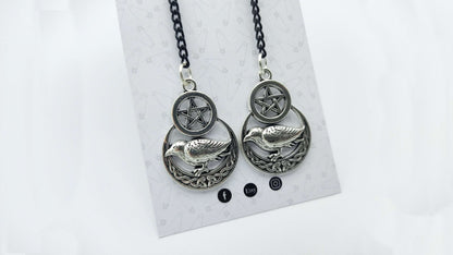 PENTAGRAM RAVEN EARRINGS - Kozmic Garden