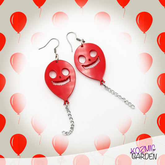 Red Evil Balloon Earrings – Spooky Cute Fun Halloween Jewelry