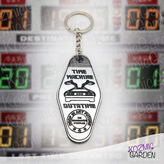 Back to the Future DeLorean Keychain – “Time Machine” OUTATIME – 80's Movie Accessory