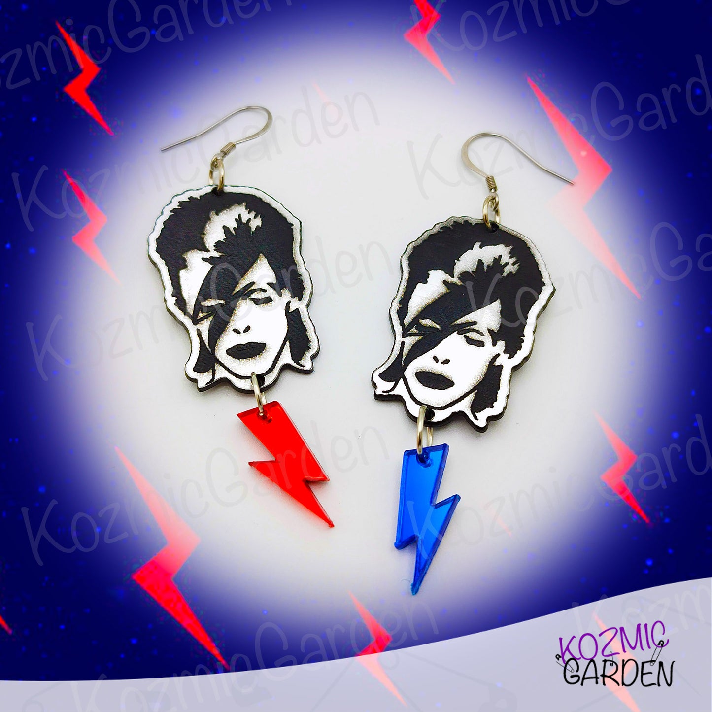 David Bowie' Earrings with Lightning Bolts – Be Part of Ziggy's Band!