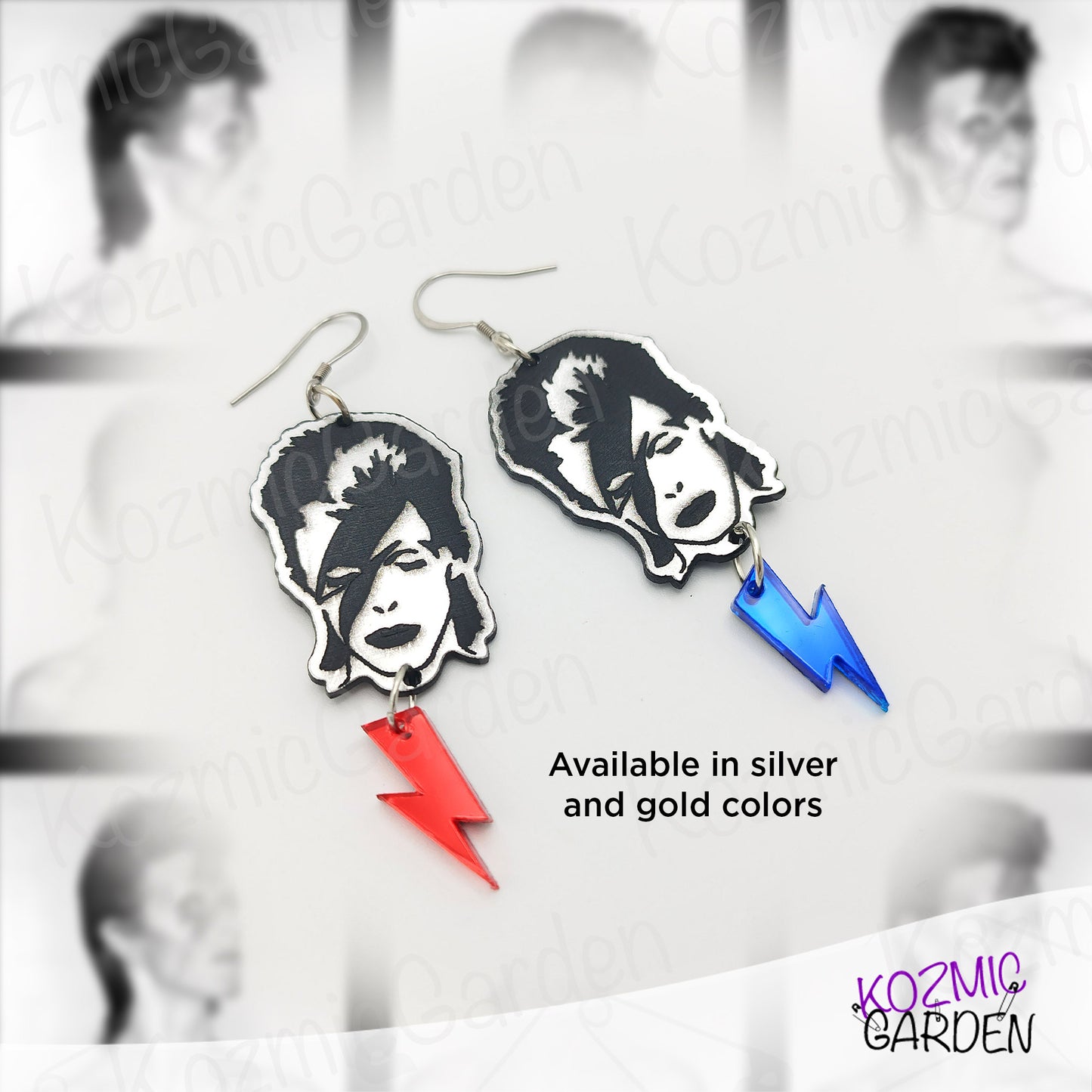 David Bowie' Earrings with Lightning Bolts – Be Part of Ziggy's Band!