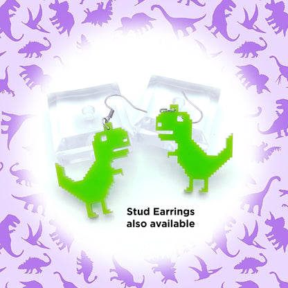 T-Rex Earrings No Internet Earrings - Level up your style with retro gaming jewelry!