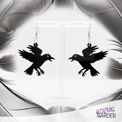 FLYING RAVEN EARRINGS | Where elegance meets gothic allure!