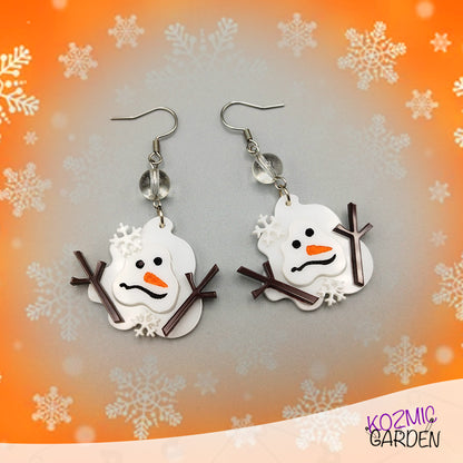 Melted Snowman Earrings – Winter's Fun in a Puddle!