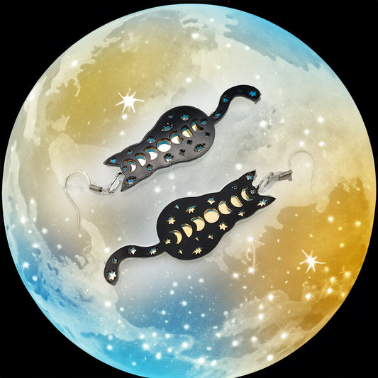 Moonlit Cats Earrings | Whisk away into mystic nights!